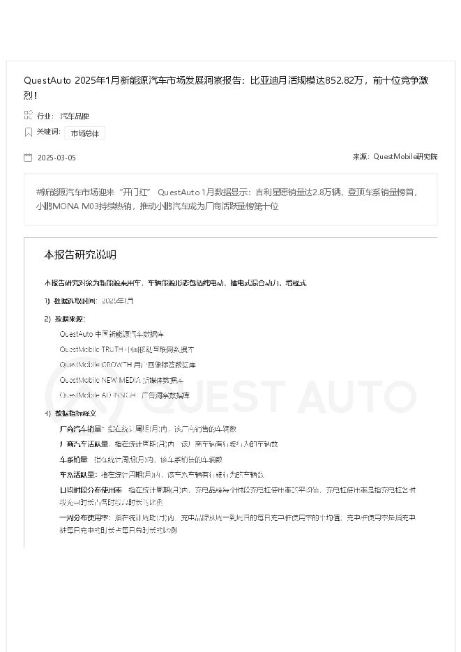 2025年1月新能源汽车市场发展洞察报告:比亚迪月活规模达852.82万,前十位竞争激烈!.pdf 2025年1月新能源汽车市场发展洞察报告:比亚迪月活规模达852.82万,前十位竞争激烈!.pdf